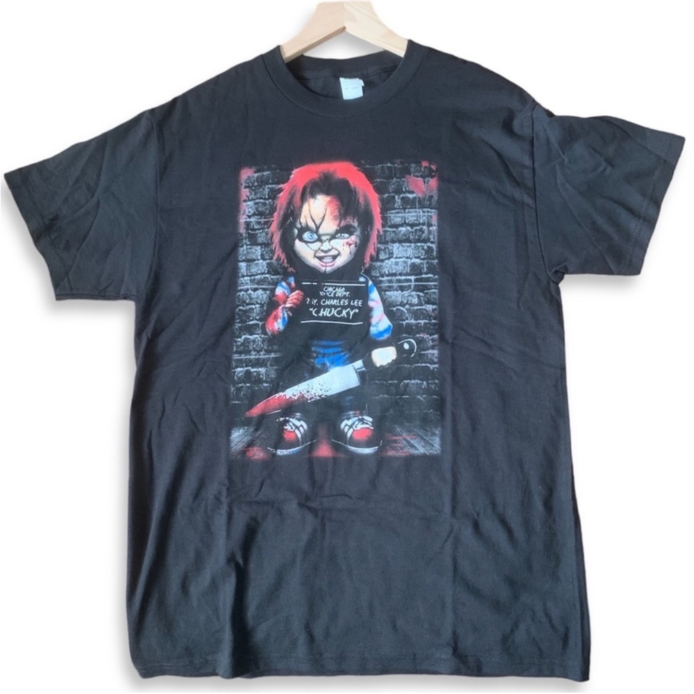 Black Chucky Graphic Tee Halloween Horror Size Medium